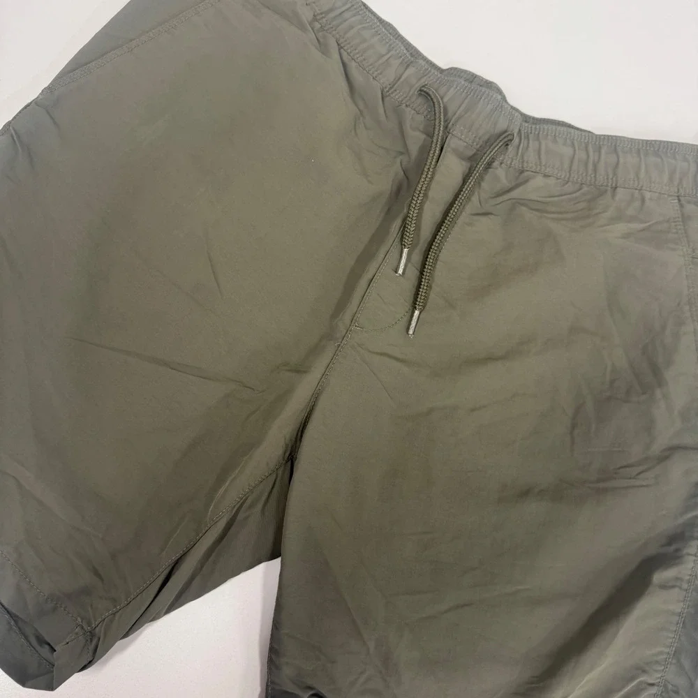 H&M‎ Regular Fit Shorts Mens L Olive Green Excellent Nylon Drawstring 0951707 3